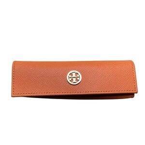 Tory Burch Slim Orange Eyeglasses Reading Glasses Case - Faux Leather Gold Logo